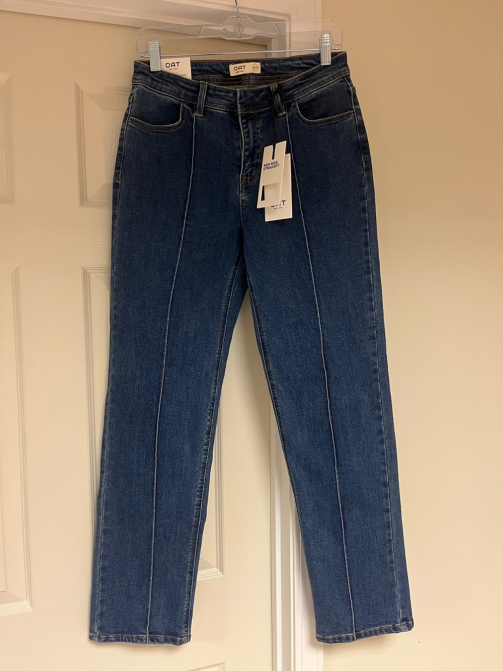 OAT New York Dark Blue Straight-Leg Jeans with Front Seam